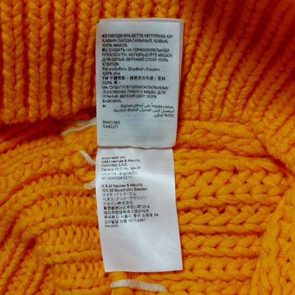H&M orange oversize shoulder-pad cropped chunky sweater, M, NWT - Picture 6 of 9